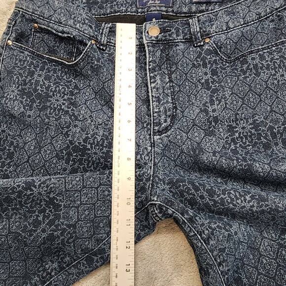 Charter Club Jeans Womens 10 Blue Geometric Lexington Straight Leg Stretch Denim - Picture 11 of 14